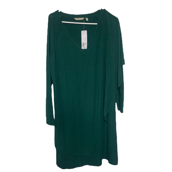 Soft Surroundings Marla Dress L Asymmetrical Knit Green MIDI New - Picture 2 of 9